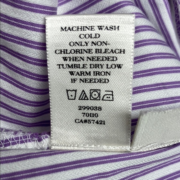 Ann Taylor Shirt Button Down Cuffed Sleeves Striped Tailored Purple Size 14 - Picture 4 of 14